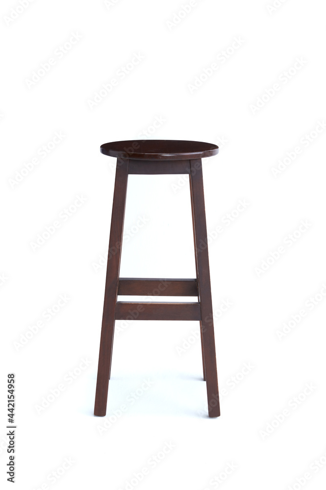 Dark brown wooden stool isolated on the white background. Dark brown wooden stool isolated on the white background.
