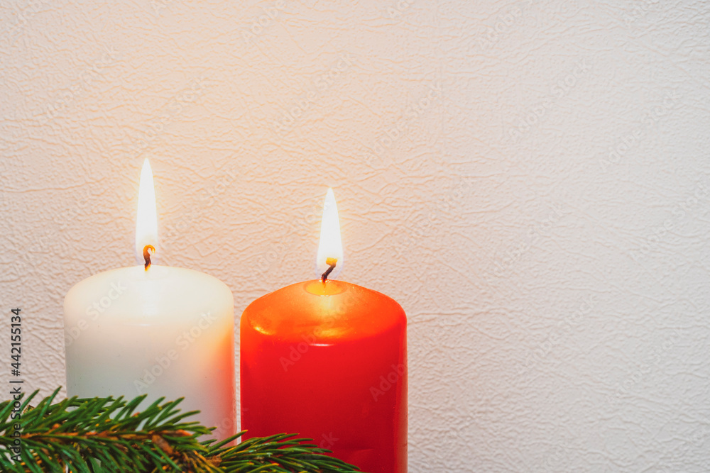 spruce branches, candles,christmas background spruce branches, candles,christmas background
