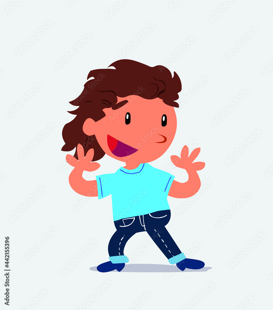 Pleasantly surprised cartoon character of little girl on jeans Pleasantly surprised cartoon character of little girl on jeans