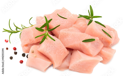 raw chicken fillet isolated on white background. clipping path