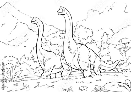 Coloring book for children with a dinosaur