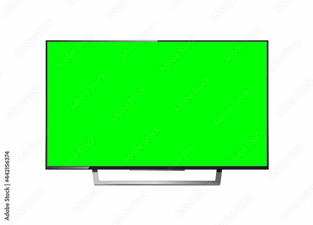 Realistic TV LCD screen mockup. Panel with green screen on background. Vector illustration Realistic TV LCD screen mockup. Panel with green screen on background. Vector illustration