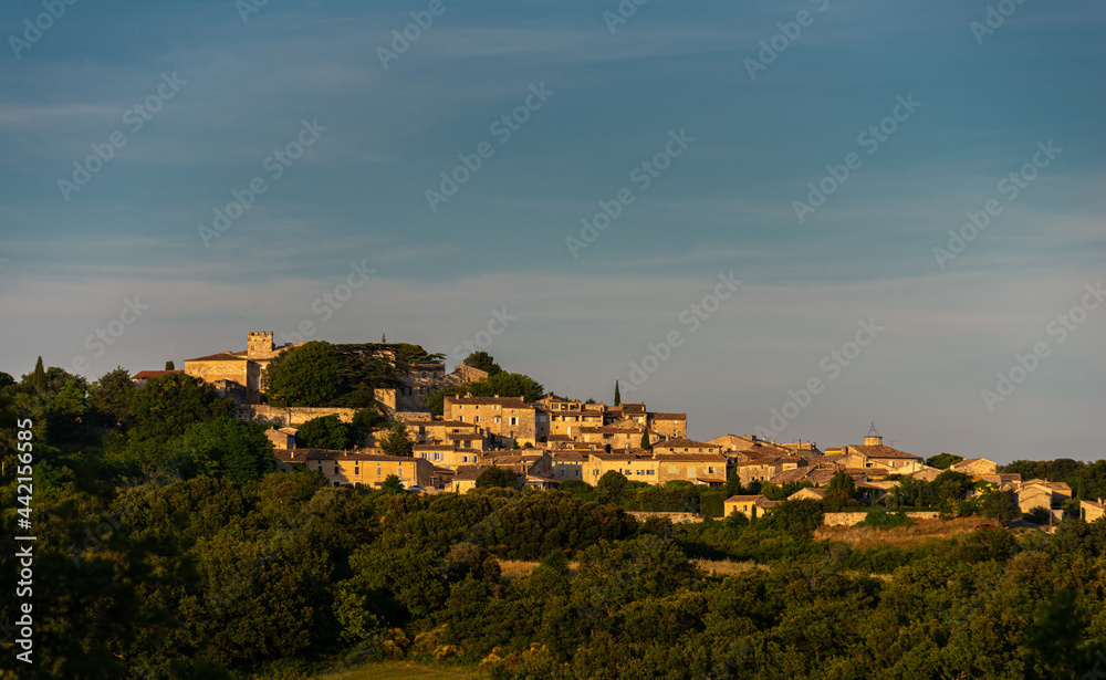 The provencal hilltop  village of  Murs  ,vaucluse  provence France in the evening light.