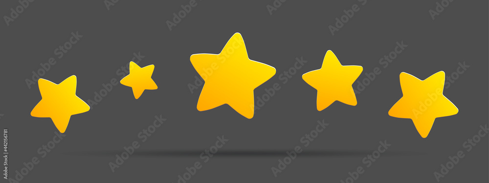 Stars rating isolated on white background. Five stars rating. Stars rating isolated on white background. Five stars rating.