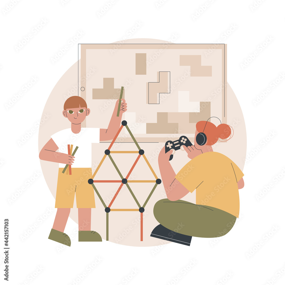 Educational game abstract concept vector illustration. Gaming education ...