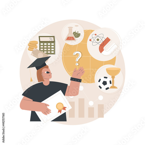 Fototapeta Naklejka Na Ścianę i Meble -  College choice abstract concept vector illustration. College choice advisor, rankings, career assessment test, graduation, important decision, higher education, choose institute abstract metaphor.