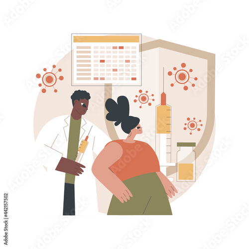 Vaccination program abstract concept vector illustration. Vaccination info, immunization program, infectious disease prevention, vaccine, health protection, public healthcare abstract metaphor.