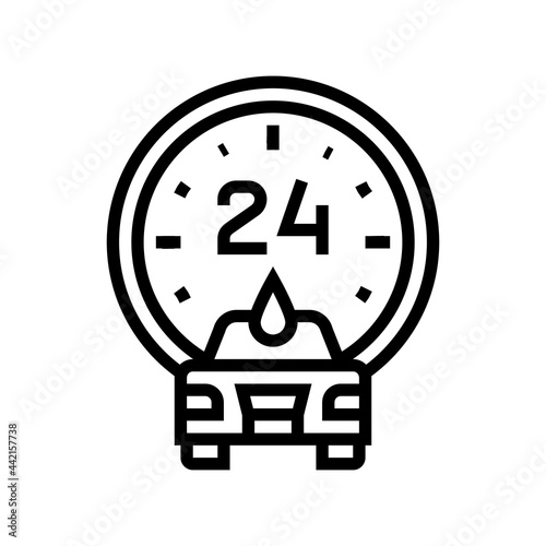 day and night working car wash service line icon vector. day and night working car wash service sign. isolated contour symbol black illustration