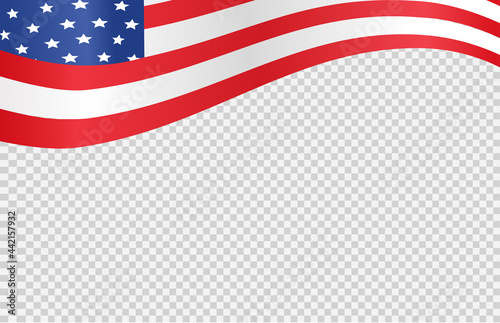 Waving flag of American isolated  on png or transparent background,Symbols of USA , template for banner,card,advertising ,promote, TV commercial, ads, web design,poster, vector illustration