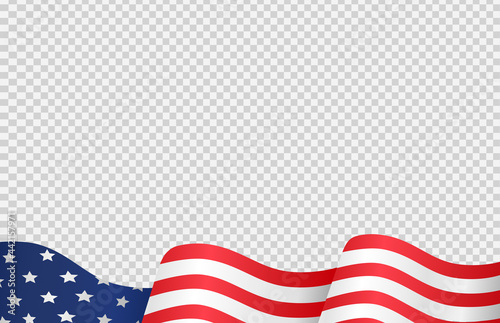 Waving flag of American isolated on png or transparent background,Symbols of USA , template for banner,card,advertising ,promote, TV commercial, ads, web design,poster, vector illustration