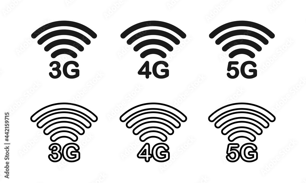 3G, 4G, 5G internet signal. Isolated on white background. Illustration vector