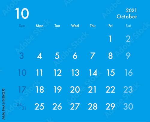 calendar October 2021 blue