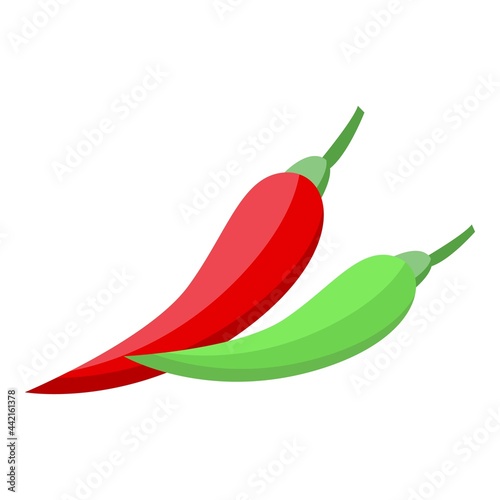 Red green pepper icon isometric vector. Chilli isolated illustration. Hot cayenne jalapeno