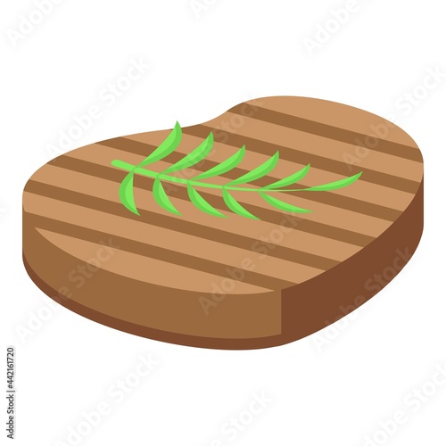 Grilled steak icon isometric vector. Bbq grill meat. Barbecue beef steak