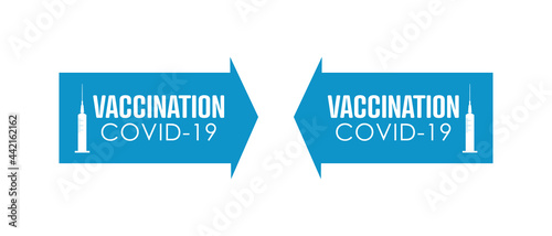 Covid-19 vaccination. Flat vector badge.