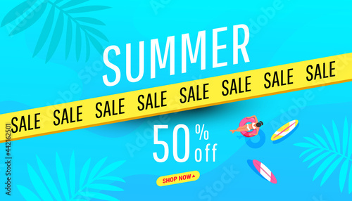 Gradient summer sale template background layout banner. Promotion banner for website, flyer and poster