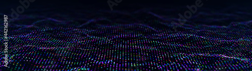 Abstract digital background of dots and lines. Futurustic computer code. Network or connection. Computer matrix. 3D rendering.