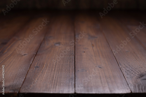 Wooden table top background texture. Wood tabletop front view of plank board surface