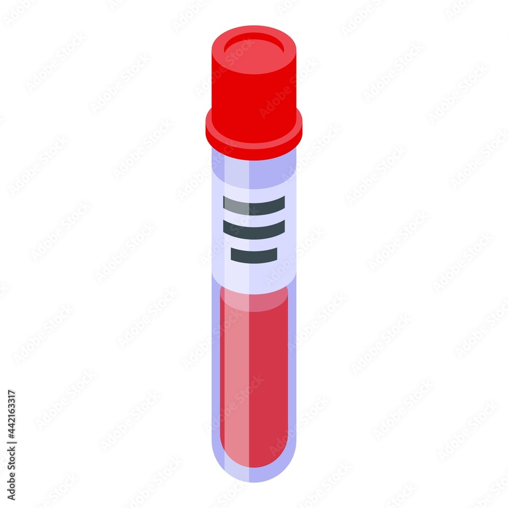 Blood test tube icon isometric vector. Lab medical test. Drug laboratory drop Blood test tube icon isometric vector. Lab medical test. Drug laboratory drop