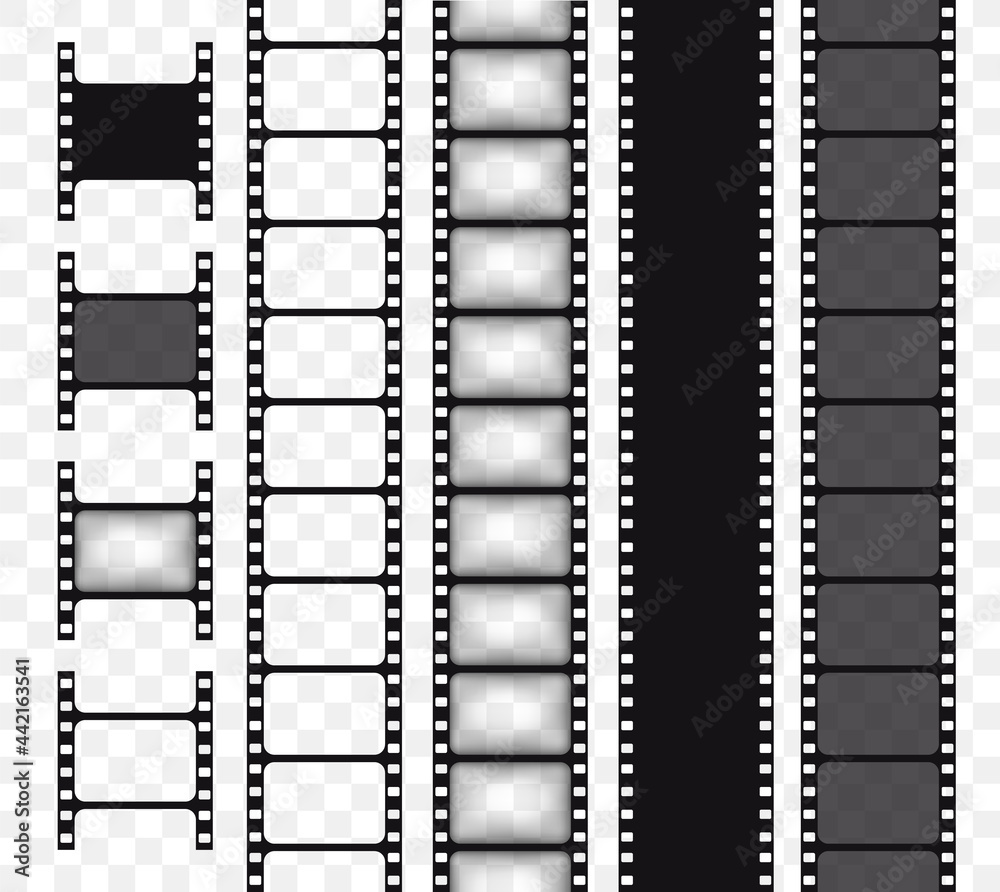 Set of vector film strip isolated on transparent background. Movie tape vector illustration Set of vector film strip isolated on transparent background. Movie tape vector illustration