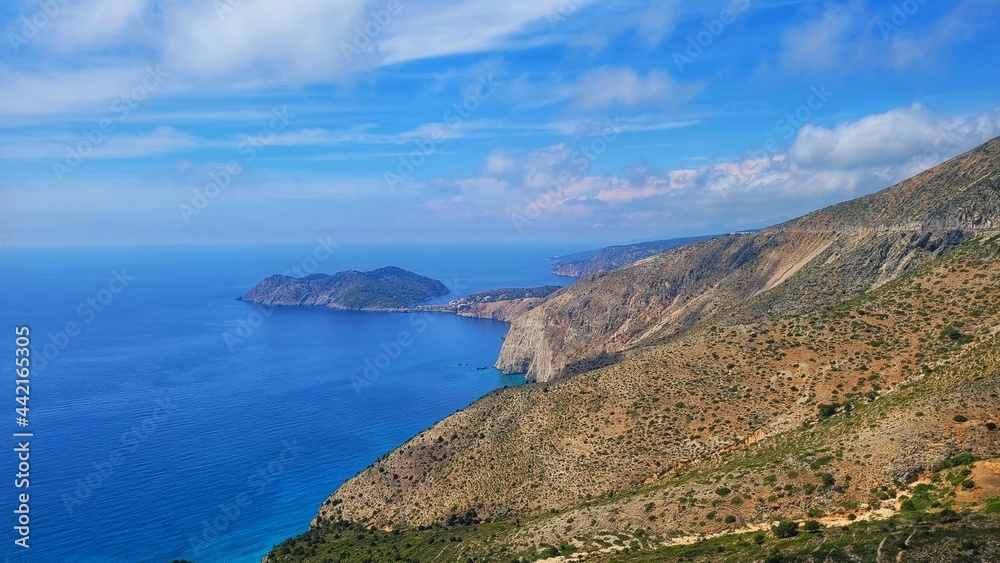 Obraz premium Greece. View of the bay from the road to Mitros
