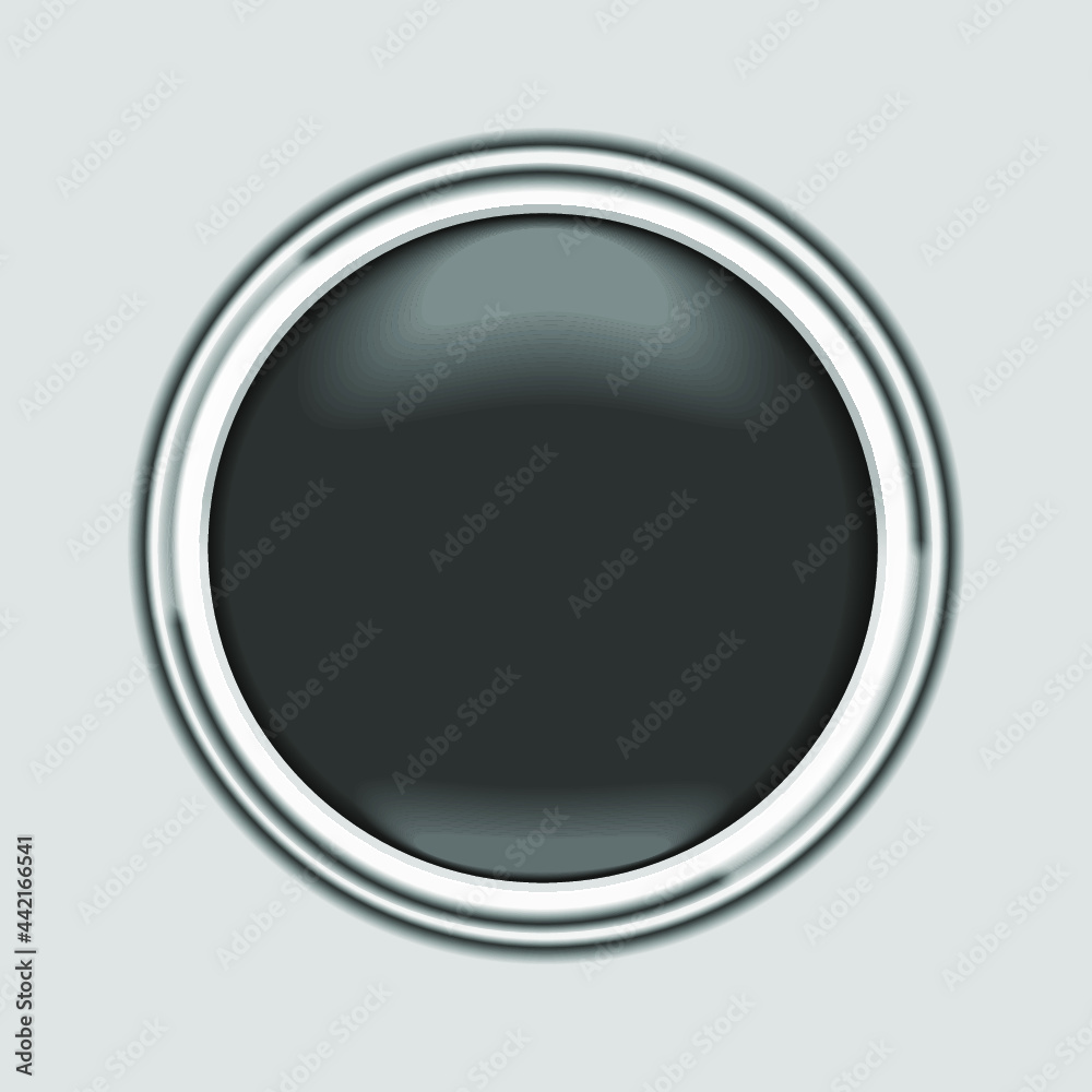 button black metal frame isolated on a gray background button black metal frame isolated on a gray background