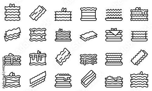 Lasagna icons set outline vector. Cannelloni italy cuisine. Lasagna dish culinary
