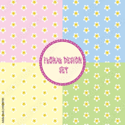 Floral design pattern on 4 different color background for wallpaper, textile printing, wrapping paper