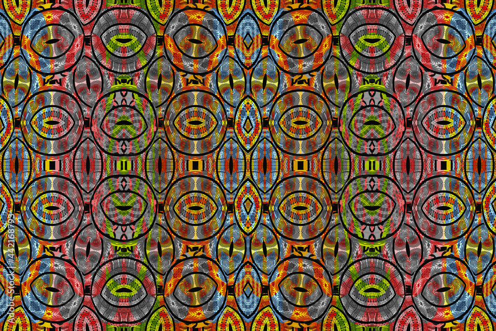 Colorful African fabric - Seamless and textured pattern, illustration 