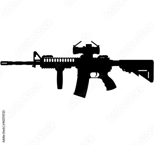 US Army, Police fully automatic machine gun M4 / M16 Carbine Caliber 5.56mm United States Marine Corps and United States Armed Forces M4 machine gun Carbine, m rifle detailed realistic silhouette