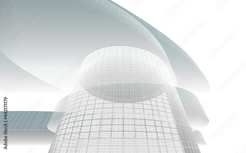 Naklejka premium architecture drawing digital background 3d illustration