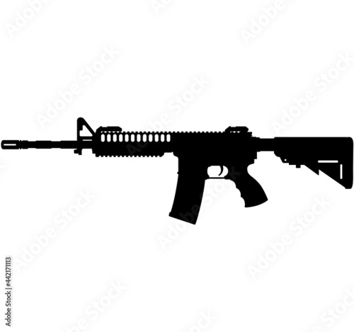 US Army, Police fully automatic machine gun M4 / M16 Carbine Caliber 5.56mm United States Marine Corps and United States Armed Forces M4 machine gun Carbine, m rifle detailed realistic silhouette