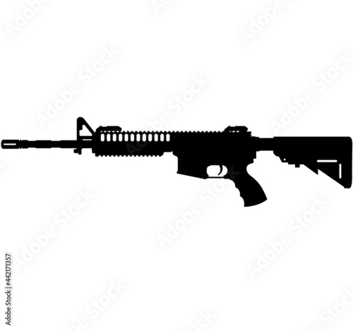 US Army, Police fully automatic machine gun M4 / M16 Carbine Caliber 5.56mm United States Marine Corps and United States Armed Forces M4 machine gun Carbine, m rifle detailed realistic silhouette