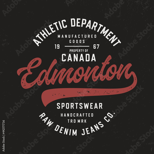 Edmonton. Original Handmade Textured Lettering. T Shirt Design. Vector Illustration