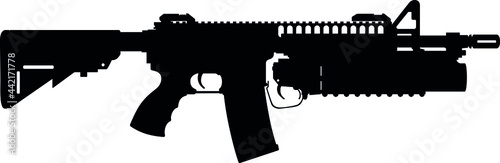 US Army, Police fully automatic machine gun M4 / M16 Carbine Caliber 5.56mm United States Marine Corps and United States Armed Forces M4 machine gun Carbine, m rifle detailed realistic silhouette