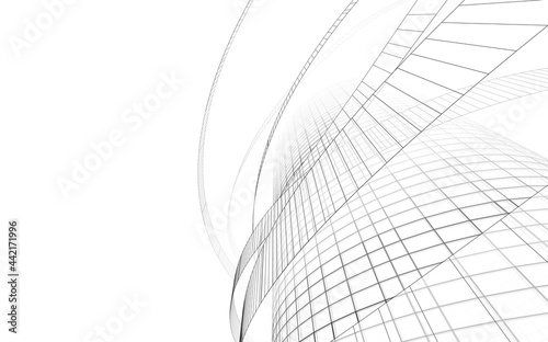 architecture drawing digital background 3d illustration