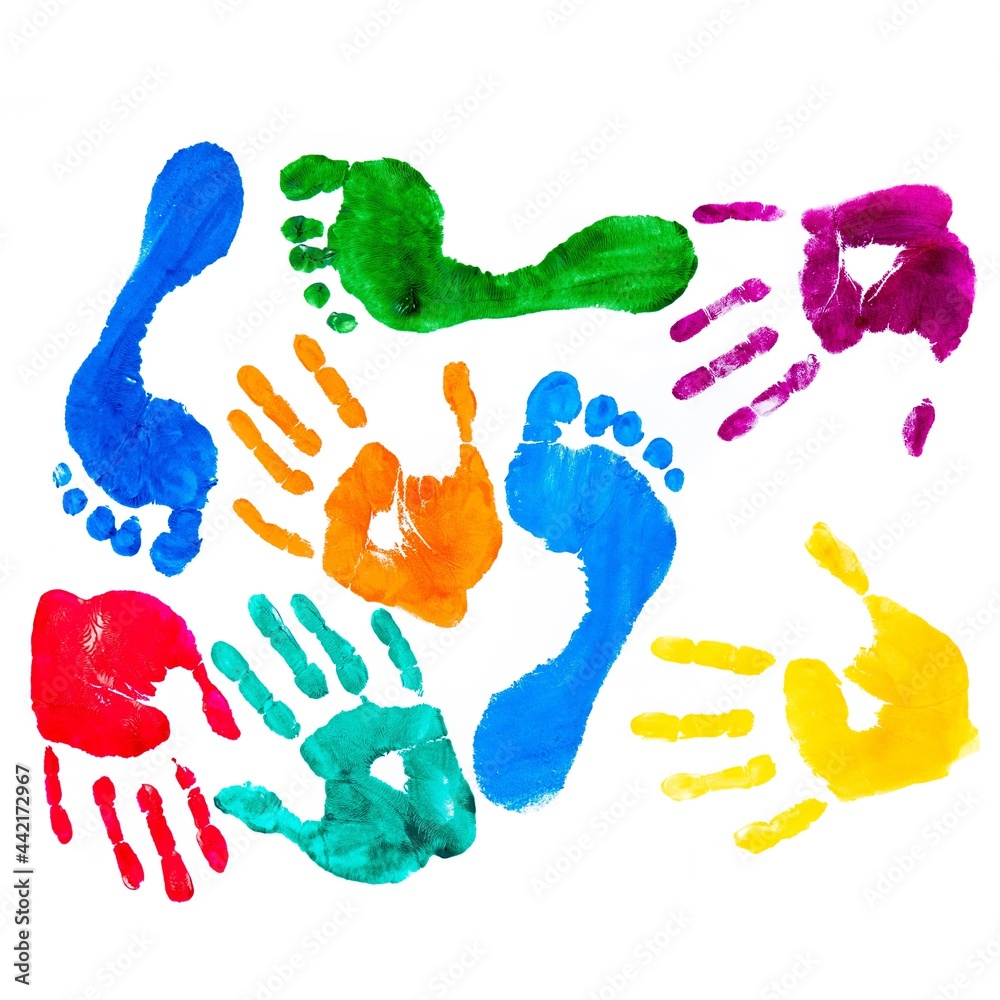 Rainbow Handprints and Footprints Isolated Stock Illustration Adobe