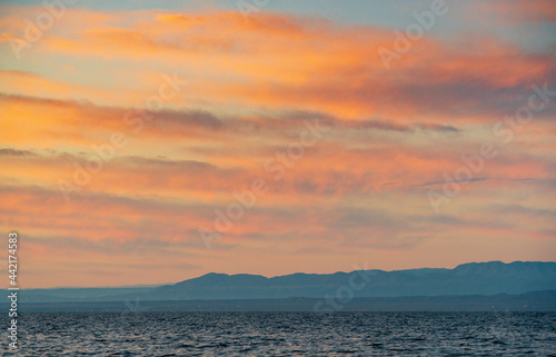 Fototapeta Naklejka Na Ścianę i Meble -  Salton Sea in Southern California at Sunset, USA
