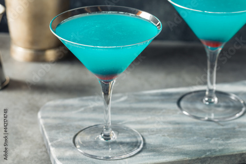 Boozy Refreshing Blue Martini Cocktail