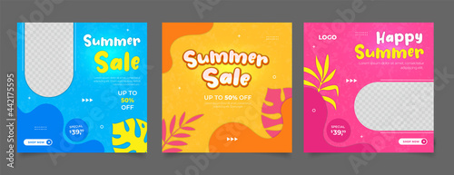 summer sale social media post template	