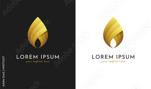 Golden fire flame or droplet icon.