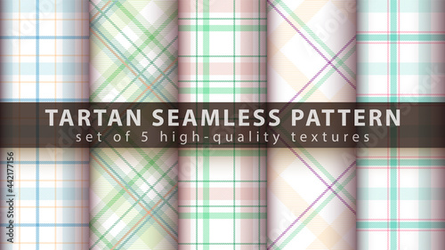 Set tartan textile seamless pattern.