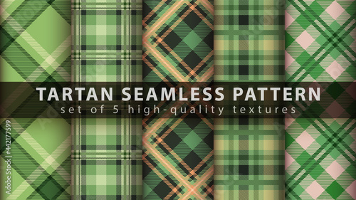 Set tartan textile seamless pattern.