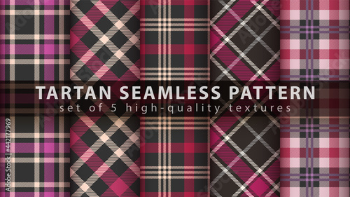 Set tartan textile seamless pattern.