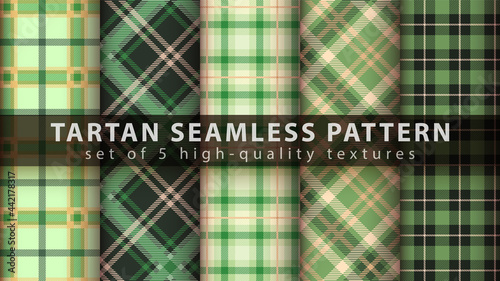 Set tartan textile seamless pattern.