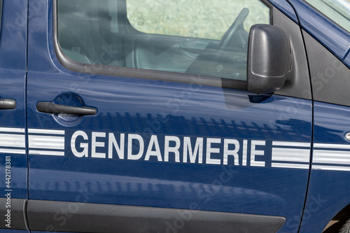 sign on a gendarmerie car emergency vehicle French police photo
