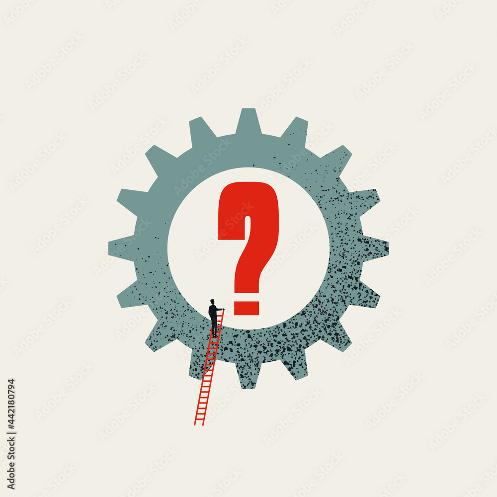 Business solution and analysis vector concept. Symbol of strategy, innovation, opportunity. Minimal illustration.