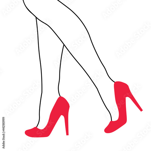 Female feet in high heels, elegance, business lady, model, shoe store, fashionable shoes, isolated flat vector illustration