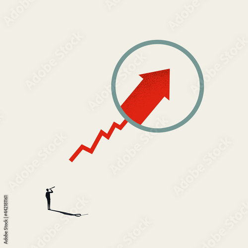 Business investment strategy vector concept. Symbol of analysis, opportunity, consulting. Minimal illustration.