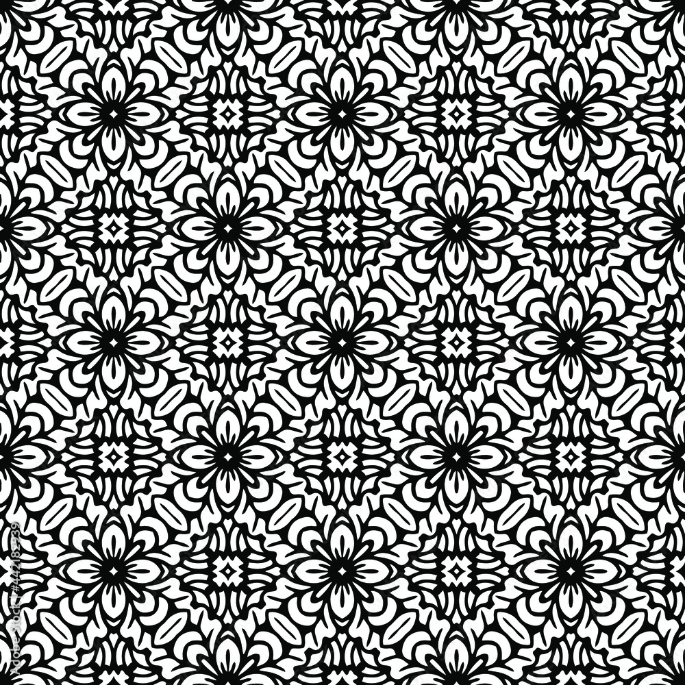 floral seamless pattern background.Geometric ornament for wallpapers and backgrounds. Black and white pattern. floral seamless pattern background.Geometric ornament for wallpapers and backgrounds. Black and white pattern.